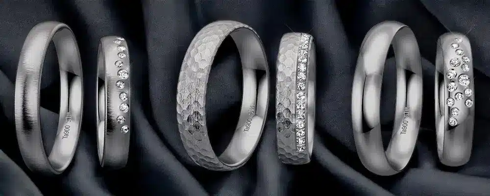 Textured Platinum Love Bands with diamonds SJ PTO 113